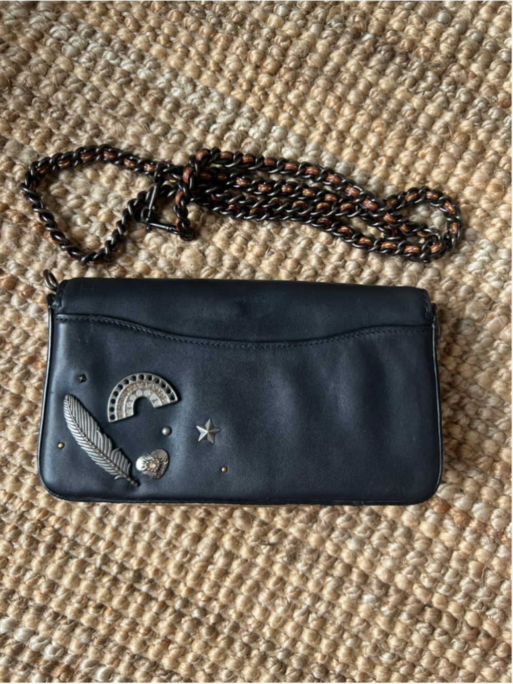 Coach 1941 Black Leather Signature Canvas Souvenir Patch Dinky Crossbody 77916 - Picture 5 of 16